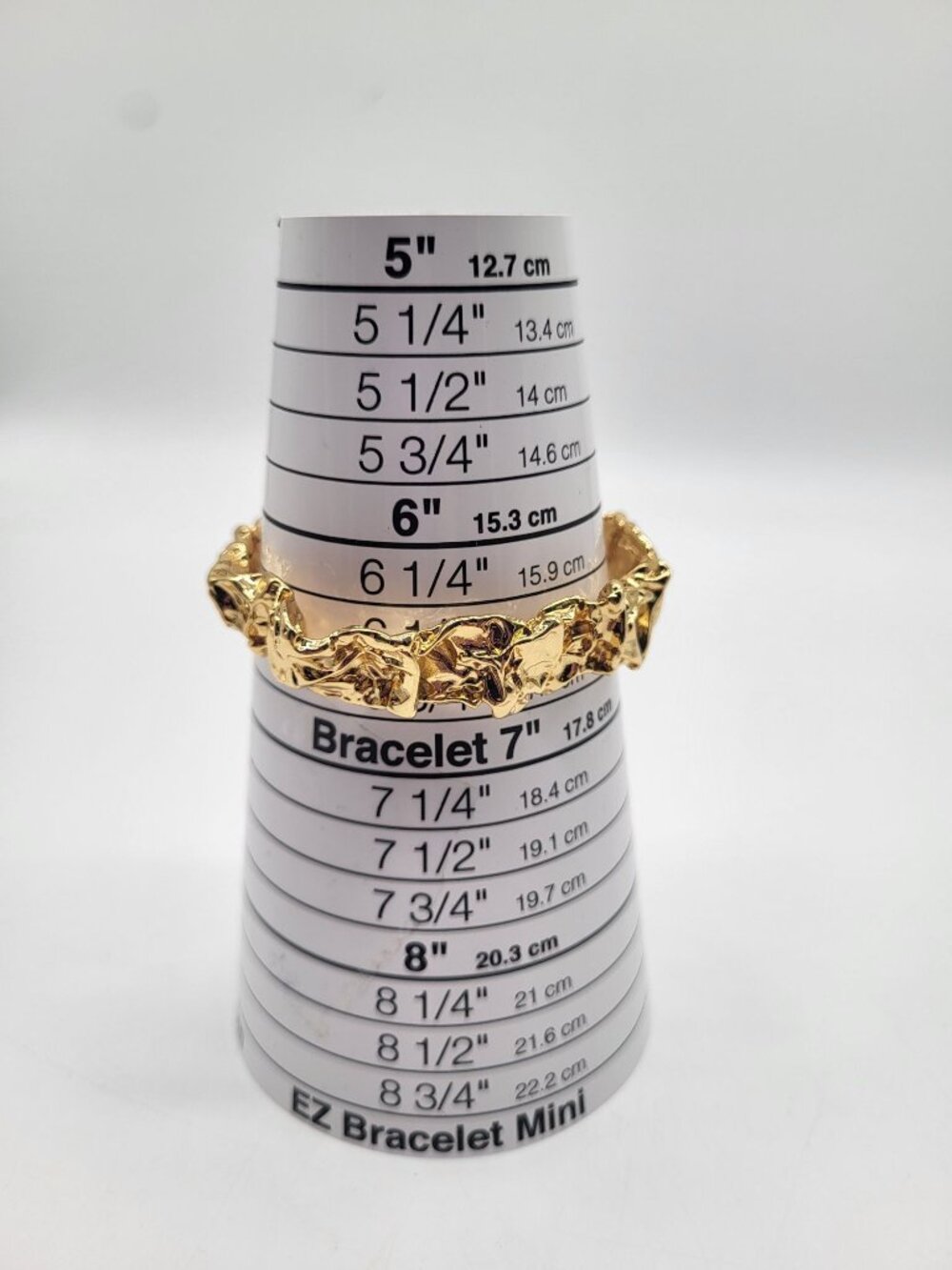 Gold Plated Nugget Cuff Bracelet Brutalist Textured Crushed Metal Look - Picture 9 of 10
